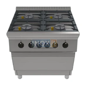 Професионална печка с 4 котлона и ел, фурна - линия 70