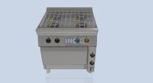 Професионална печка с газови котлона - 4 бр. и ел. фурна EN2/1 - линия 80