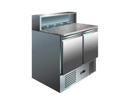 Хладилна маса с 2 врати и надстройка, плот от гранит, 286 л
