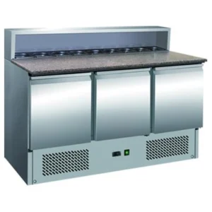 Хладилна маса за пица с вградена надстройка, гранитен плот и 3 врати
