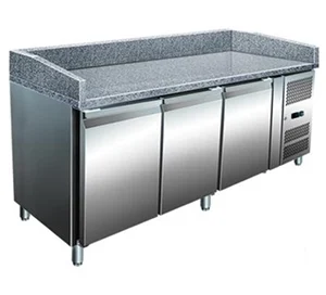 Професионална хладилна маса с гранитен плот, 3 врати