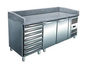 Пица маса с гранитен плот - 2 врати и 7 чекмеджета