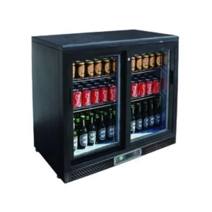 Професионална хладилна витрина за бар с две стъклени врати, 202 л