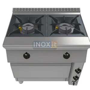 Професионална печка с електрическа фурна и два газови котлона