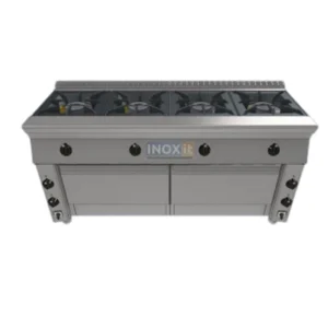 Професионална печка с 4 бр. газови котлона и 2 бр. ел. фурни